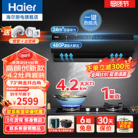 Haier 海尔 侧吸式家用油烟机 E900C17 24立方吸力+4.5KW天然气灶