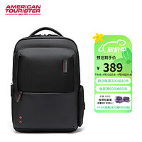 美旅 箱包商務通勤背包男士電腦包可掛靠拉桿旅行雙肩包16英寸AY1*006黑色