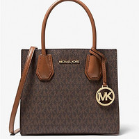 MICHAEL KORS 迈克·科尔斯 Mercer 中号徽标和皮革手风琴斜挎包 MK风琴包