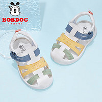 BoBDoG 巴布豆 卡樂男童涼鞋2024夏季新款兒童防滑沙灘鞋黃白色 19碼 鞋內長12.5cm
