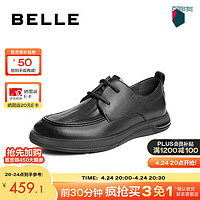 BeLLE 百丽 商务皮鞋男2024春季舒适驾车鞋系带休闲皮鞋A1489AM4 黑色 41