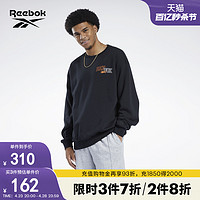 Reebok 锐步 官方男女同款CREW卫衣篮球风黑色圆领美式长袖运动衫