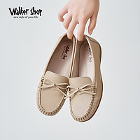 Walker Shop 奥卡索 豆豆鞋女单鞋2024年春季简约真皮鞋子一脚蹬乐福鞋百搭女鞋