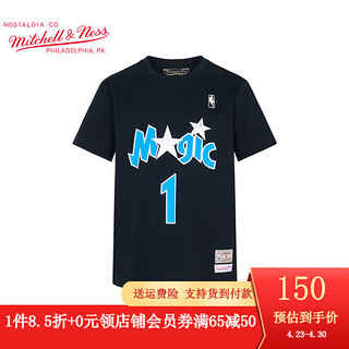 mitchell & ness 圆领短袖男半袖 NBA猛龙魔术队麦迪T恤男 MN纯棉男士运动T恤短T 魔术队麦迪黑色2 XL