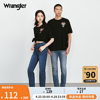 Wrangler 威格 夏季新款无性别男女情侣款圆领OVERSIZE印花短袖T恤