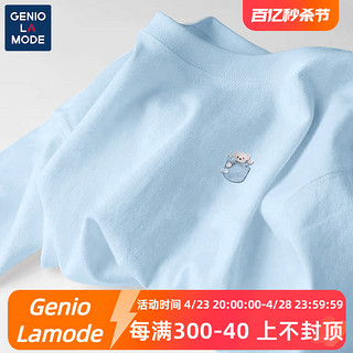 GENIOLAMODE 100纯棉短袖t恤女2024新款夏天衣服胖mm大码女装夏装蓝色夏季上衣