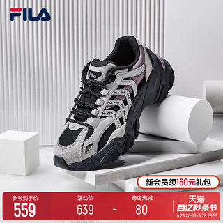 FILA 斐乐 鱼刺2代老爹鞋女鞋厚底增高休闲鞋反光运动鞋