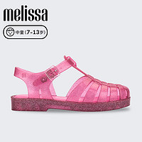 Melissa梅丽莎时尚织儿童果冻罗马包头凉鞋33521 闪耀粉色 32