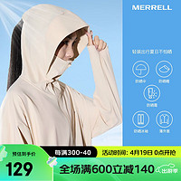 迈乐（Merrell）户外女防晒衣UPF200+夏冰丝感披肩款护脸连帽防紫外线皮肤衣 米黄 M