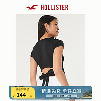 HOLLISTER24春夏美式风辣妹修身圆领短款短袖T恤 女 356546-1 黑色 L (165/100A)