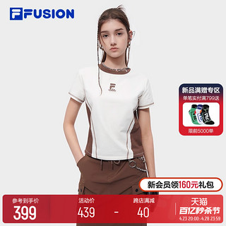 FILA 斐乐 FUSION斐乐潮牌女子针织短袖衫2024夏季新款显瘦短款辣妹T恤