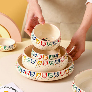KAWASIMAYA 川岛屋 陶瓷碗家用2024新款可爱餐具套装汤碗饭碗面碗菜盘子 9.5英寸椭圆鱼盘
