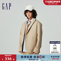 Gap 盖璞 男女装2024春季新款学院风徽章平驳领西装插袋休闲外套877545