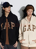 Gap 蓋璞 男女裝春季2024新款LOGO美式復古法式圈織軟衛衣外套892182 米色