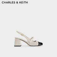 CHARLES&KEITH24春法式拼色方头粗跟玛丽珍鞋CK1-60361507 Cream奶白色 41