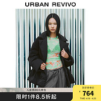 URBAN REVIVO UR2024春季女经典高阶百搭简约超宽松羽绒服外套UWJ140003 黑色 L(XL-XXL)