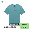 Champion 冠軍夏季新款純棉膠印鏤空草寫LOGO圓領T恤 綠色 L