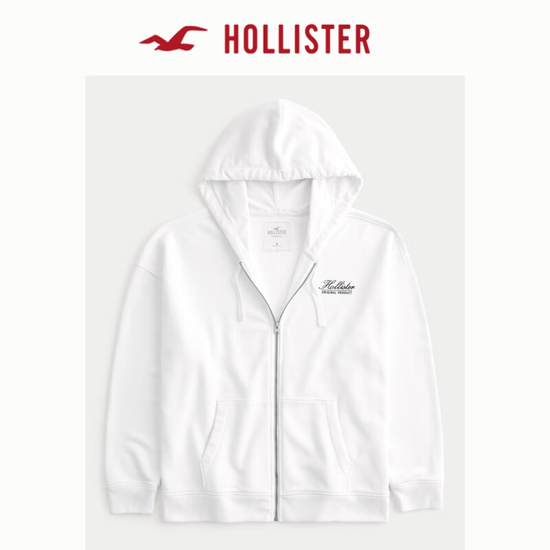 HOLLISTER24春夏美式毛圈布卫衣帽衫外套男女装 358392-1 白色 XL (180/116A)