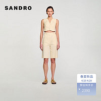 SANDRO2024春夏女装法式简约直筒淡褐色简约阔腿裤SFPSH00375 淡褐色 34