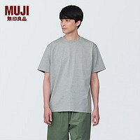 MUJI 無印良品 无印良品（MUJI）男式 天竺编织 圆领短袖T恤男士打底衫男款夏季新品 AB1MIA4S 灰色 L (175/100A)