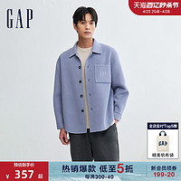 Gap 蓋璞 男裝春秋LOGO羊毛混紡休閑翻領夾克時尚流行襯衫式外套889749