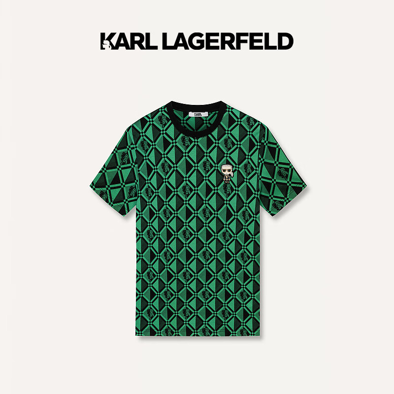 Karl Lagerfeld卡尔拉格斐轻奢老佛爷男装 24夏款KARL钉珠图案棉质短袖T恤 绿色 48