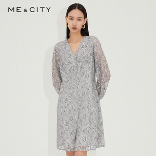 百亿补贴：MECITY 女装春季新款性感时尚蕾丝梭织长袖连衣裙女蕾丝袖知性