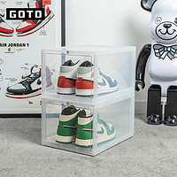 GOTO 篮球鞋盒aj收纳盒透明磁铁防氧化鞋墙展示鞋柜防尘收纳箱储物整理箱  B款正开门透明（4只装）