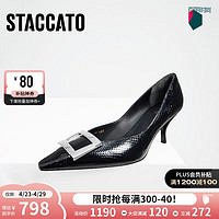 STACCATO 思加圖 春季午夜繆斯優雅高鞋奶油鞋單鞋女ET106AQ4 暗夜黑 38