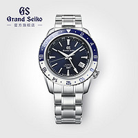 Grand Seiko 冠蓝狮 gs官方机械GMT钢带运动休闲太极圈夜光两地时撞色防水钢带男表 SBGJ237G