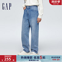 Gap 蓋璞 男裝春季2024LOGO復古廓形牛仔褲長褲889520潮流直筒褲 淺藍色 30