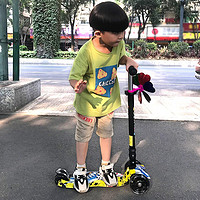 HUOBAN 運動伙伴 滑板車兒童 2-3-6-8歲閃光三輪折疊小孩踏板車滑步車寶寶平衡車