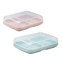茶花双格肥皂盒带盖大号家用沥水盒子便携皂置物架双层香皂盒