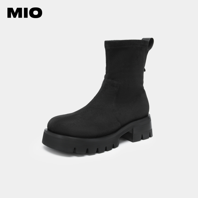 MIO米奥冬季靴子潮流简约个性飒爽瘦瘦靴舒适显高弹力靴女靴