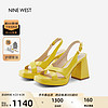 NINE WEST 玖熙 超高跟涼鞋粗跟防水臺羅馬鞋 NN305016KK 黃色34
