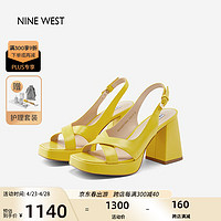NINE WEST 玖熙 超高跟凉鞋粗跟防水台罗马鞋 NN305016KK 黄色34
