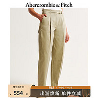 ABERCROMBIE & FITCH女装 24春夏简约时尚通勤挺括棉质锥形九分裤 357495-1 棕黄色 27R