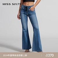 MISS SIXTY2024夏季牛仔裤女含醋酸系带拉链微喇叭复古风显瘦 中蓝-常规 24