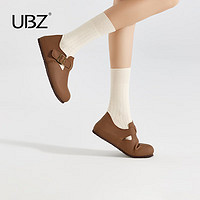 UBZ2024年春季勃肯鞋女百搭全包复古一脚蹬软底博肯单鞋 栗棕 39
