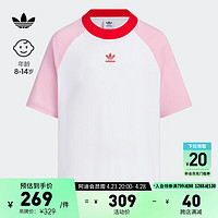 adidas运动上衣短袖T恤女大童夏季阿迪达斯三叶草JI9847 白/粉红 152CM