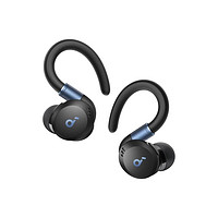 声阔（SoundCore）Sport X20真无线锻炼耳塞运动耳机可旋转可伸缩耳挂式蓝牙耳机 降噪重低音IP68防汗防尘48小时播放 黑色