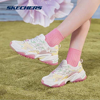 移动端、京东百亿补贴：SKECHERS 斯凯奇 女鞋桃花鞋新款复古机甲甜美老爹鞋跑步鞋 自然色/粉红色NTPK 37