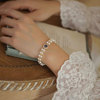 Trendolla 时尚双层玻璃珍珠手链轻奢小众精致法式复古手饰出片配饰