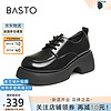 BASTO 百思图 24春季商场同款英伦学院风牛津鞋粗跟女单鞋UAC01AM4 黑色 35