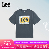 Lee儿童圆领短袖T恤2024男女童夏季印花凉感透气舒适上衣童装 炭灰色 150cm