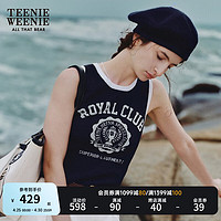 Teenie Weenie小熊2024年夏季学院风运动背心时尚韩系短款上衣 藏青色 165/M