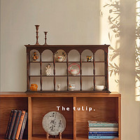 加安加麗 復古壁櫥歐式咖啡杯展示柜收納架壁掛置物架實木中古杯架