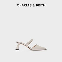 CHARLES & KEITH CHARLES&KEITH女士褶皱绊带尖头高跟穆勒鞋CK1-61720083