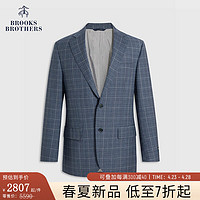 布克兄弟（BrooksBrothers）男士24春夏绵羊毛混纺格纹西装外套 B465-蓝色 46RG