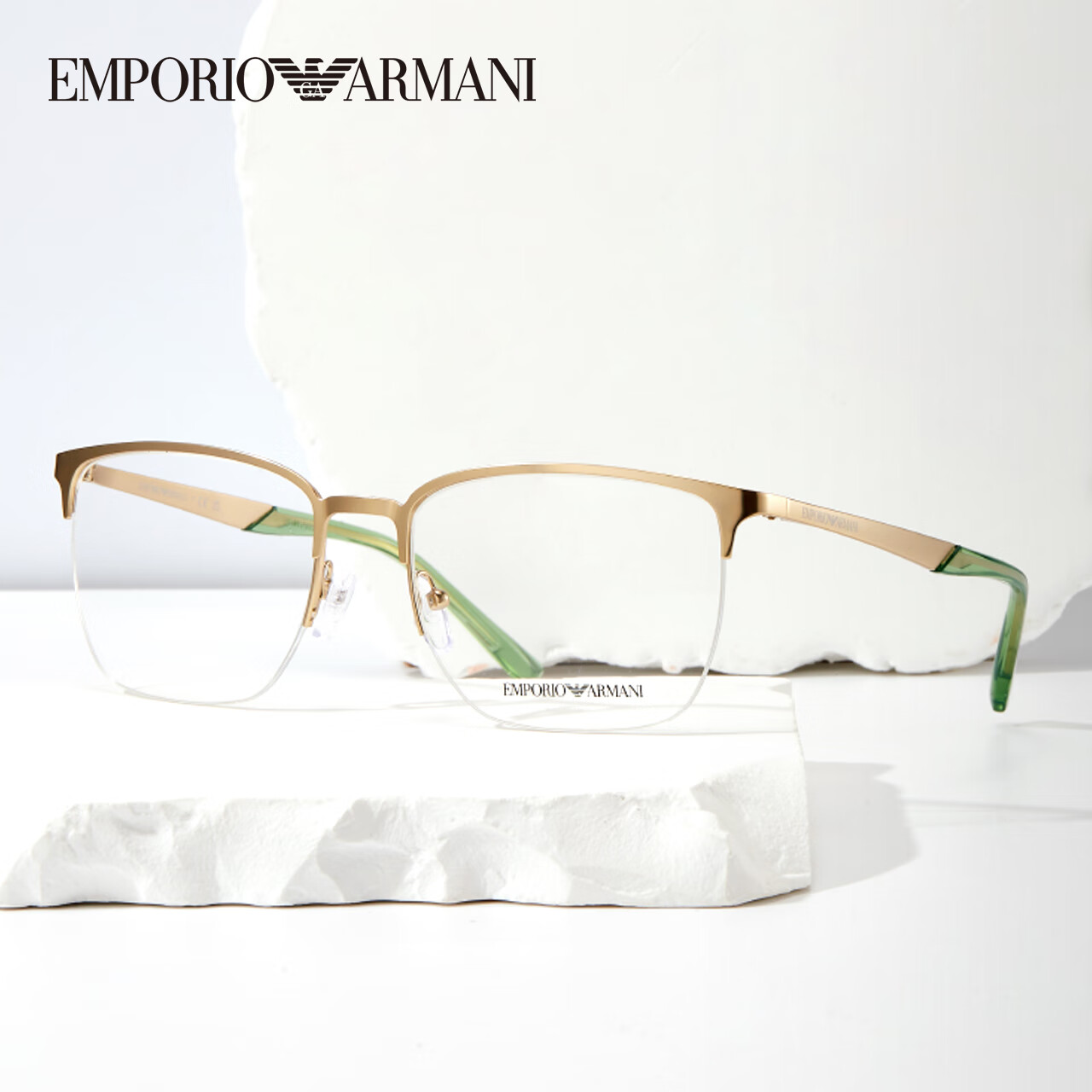 Emporio Armani阿玛尼ARMANI眼镜框男士半框商务休闲轻光学眼镜架1151 3002金色